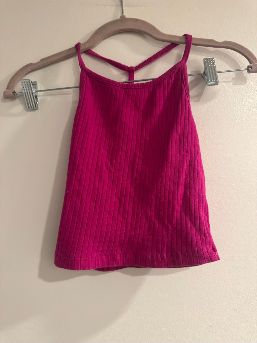 Bozzolo Fuchsia Pink Ribbed Camisole Tank Top Strappy Back Small